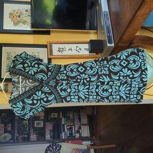 Apt 9 casual dress brown and turquoise